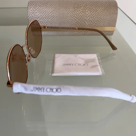 JIMMY CHOO CORAL/G/SK Gold Nude Pink Glitter Sunglasses Jimmy Choo MARILIA/G/SK BKU2S Sunglasses - Pretavoir main image 4
